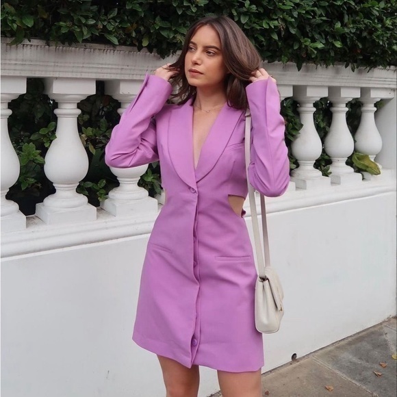 Zara Dresses & Skirts - Zara Lilac side cut out blazer dress medium